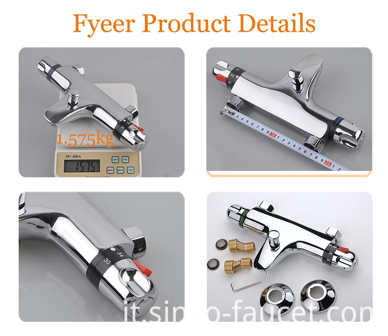 Fyeer High Quality in-Wall Bath Shower Thermostatic Faucet with Diverter